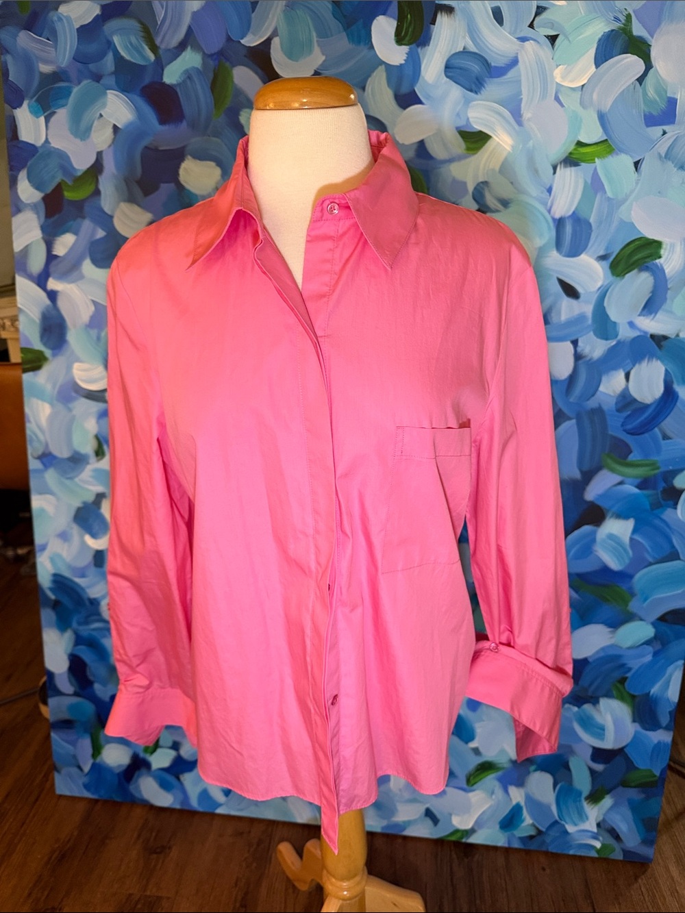 TWP Women's pink Button-Down Shirt with Point Collarlargr